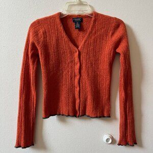 American Eagle Wool Blend Orange Sweater Cardigan Slightly Cropped